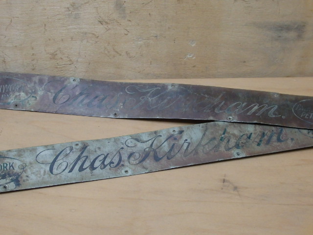 Coach Builder plates, Chas Kirkham, Parammatta Road Sydney, for sale at Heaths Old Wares 19-21 Broadway Burringbar NSW 2483 ph: 0266771181 open 7 days 9am to 5pm